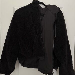 Zara Black Reversible Teddy Bomber Jacket